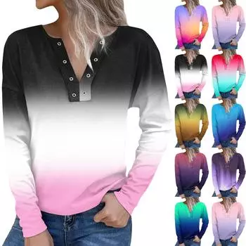 Осень-зима Новые женские топы с длинным рукавом и V-образным вырезом XXXXXL синий