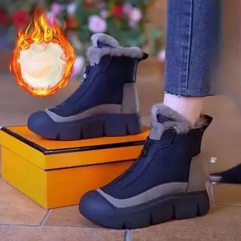 Осень/зима Новые зимние хлопковые сапоги женские длинные плюшевые утепленные нескользящие Hundred с ботинками Martin 36 кофейный