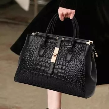 Осень-зима, новый европейский и американский стиль, простая сумка на плечо, сумка с узором крокодила, большая вместимость
