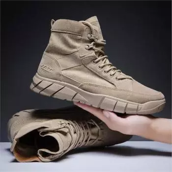 Осень-зима новый комбинезон цвета хаки ретро британский тренд высокие парусиновые туфли повседневные мужские спортивные ботинки H240 39 верблюд