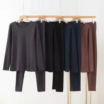 Осень-зима новый мужской теплый комплект пижамы с длинным рукавом длинные брюки из двух частей круглый вырез двухсторонний немецкий бархат домашний мех L