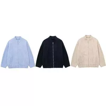 Осень/Зима Новый Продукт Женская Новая Мода Повседневная Свободная Универсальная Куртка Пилот Пальто На Молнии S темно-синий