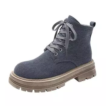 Осень-зима, новый тренд, женские ботинки с круглым носком, на шнуровке, плюшевые, удобные, меховые, однотонные, женские ботинки 35