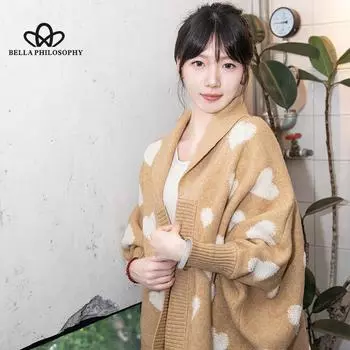 Осень-зима, новый вязаный свитер, свободный кардиган ленивой вязки, кардиган, большой размер, женская куртка, женский свитер one size жёлтый