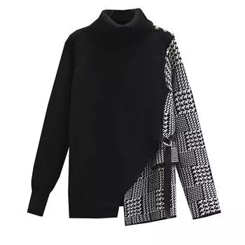 Осень-зима, новый женский модный повседневный свитер большого размера плюс, винтажный свободный с длинным рукавом, топ M-4XL L чёрный