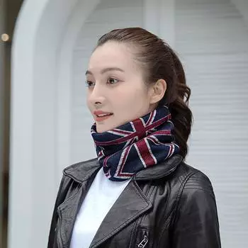 Осень-зима новый женский принт вязаный шейный платок теплый шарф-кольцо женский модный флисовый шейный платок весенняя защита от ветра для мужчин 25cmX20cm