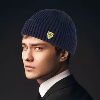 Осень-зима, однотонная вязаная шапка для женщин и мужчин, шапка-бини без полей с принтом логотипа, повседневная короткая ребристая шапка для пары жёлтый