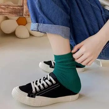 Осень-зима однотонные женские повседневные длинные носки Лолита скейтборд женские полосатые носки до щиколотки бежевый