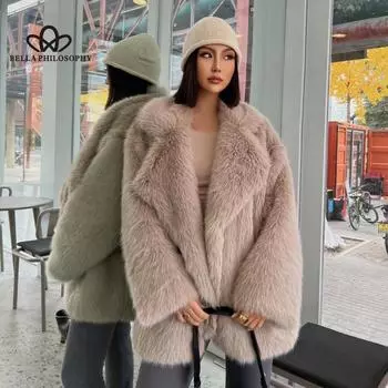 Осень-зима пальто из искусственного меха Toca, модный костюм с воротником, повседневное длинное пальто из искусственного меха, зимнее модное повседневное теплое пальто S