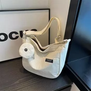 Осень Зима Плотный Вельвет Простая Сумка-тоут для Поездок Студенческая Повседневная Литературная Сумка Ручная Сумка Сумка через Плечо Повседневная Сумка-тоут, Подарок к Снова в Школу