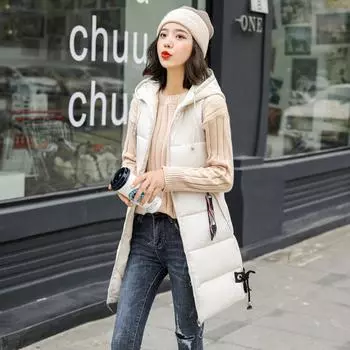 Осень-зима, пуховый хлопковый жилет, женская куртка с длинным капюшоном, хлопковая стеганая куртка, женский жилет, стеганые парки, верхняя одежда M