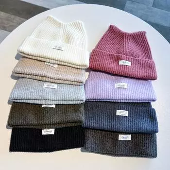 Осень/Зима японская вязаная шерстяная шапка с милыми ушками Зимняя толстая теплая защита ушей Баотоу холодная шапка 56-58CM покинуть белый