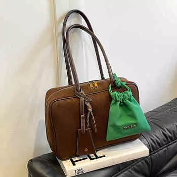 Осень-зима ретро большая вместительная замшевая сумка новая женская сумка через плечо для поездок на работу женские повседневные сумки