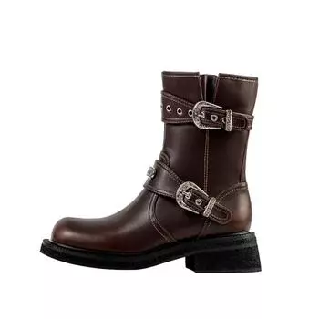 Осень-зима, ретро, кожаные ковбойские женские рыцарские сапоги, дизайнерская повседневная обувь класса люкс, женская мода, ботильоны на танкетке, женские 35