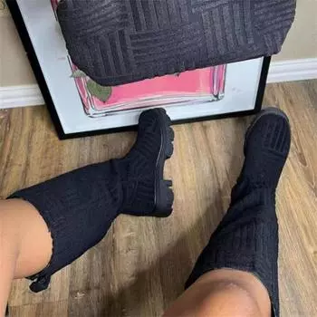 Осень/зима, роскошные новые женские теплые ботинки на толстой подошве и толстом каблуке, женские хлопковые сапоги из полотенец, мотоциклетные ботинки, ботинки челси 36