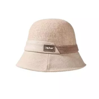 Осень-зима, роскошный бренд, мода, толстая теплая вязаная шляпа-ведро, шерстяная кашемировая однотонная шляпа-цилиндр, праздничные фетровые шляпы для женщин M 54-58cm бежевый