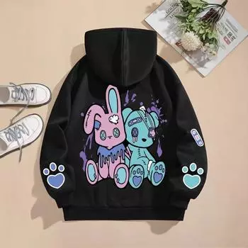 Осень-зима с длинным рукавом аниме-анимация окружающий 2D цифровая печать свободные повседневные большие толстовки и свитшоты мужские S