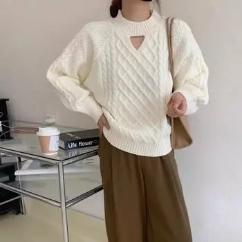 Осень-зима, сексуальные открытые женские свитера, топы, винтажный джемпер, мягкий теплый женский повседневный пуловер, вязаный свитер