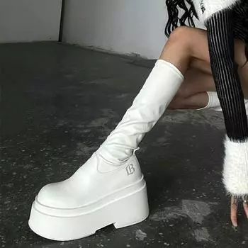 Осень-зима сексуальные женские сапоги до колена из искусственной кожи, мягкая женская обувь на платформе 2024 года, модные женские сапоги, женские длинные сапоги Q138 37