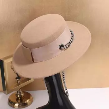 Осень-зима, шерстяная шляпа со стразами, женская шляпа-федора, женская шляпа-федора для отдыха, панамская джазовая шляпа m