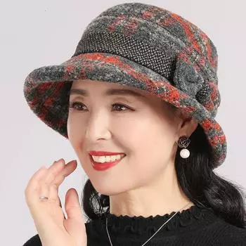 Осень-зима шляпы для женщин среднего возраста, модные, тонкие, шерстяные, теплые, с большой окружностью головы, шляпа для тазика, утепленная шляпа рыбака для пожилых женщин one size оранжевый