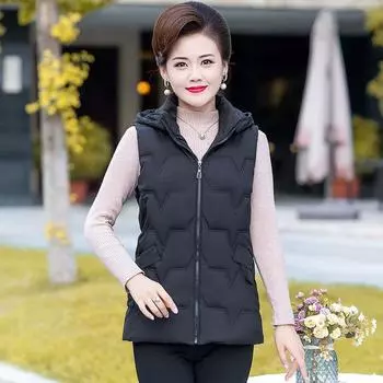 Осень-зима супер большой средний и пожилой пуховый хлопковый жилет женский безрукавка жилет женская верхняя одежда 8XL чёрный