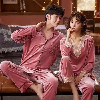 Осень-зима свадебная вечеринка подарок жениху невесте пижамы для пары сексуальный бархат пижамный комплект свободная велюровая домашняя одежда одежда для отдыха M