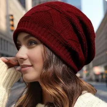 Осень-зима свободная вязаная шерстяная шапка женская новая мода свернутая тонкая бархатная повседневная теплая защита ушей завитая шапка кофейный