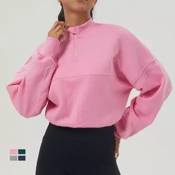 Осень-зима свободные спортивные толстовки женские пуловеры с длинным рукавом на молнии тренировочная рубашка женские джоггеры фитнес-тренировки топы M серый