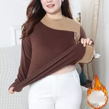 Осень-зима, теплая свободная полуводолазка, повседневные футболки, разноцветные женские футболки с длинными рукавами, пуловеры больших размеров, футболки Y2k, утепленные топы женские L