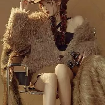 Осень-зима теплая женская искусственная шуба свободная черная розовая плюшевая шуба женская меховая куртка 3XL чёрный