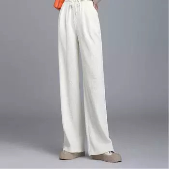 Осень-зима, теплые свободные женские брюки для отдыха, эластичные брюки с высокой талией, широкие брюки, женские уличные брюки в стиле Харадзюку S чёрный