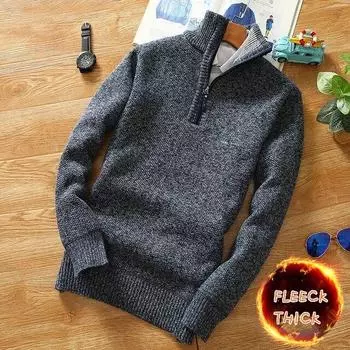 Осень-зима теплый кардиган мужские флисовые свитера куртки мужские Slim Fit вязаный свитер толстый кардиган свитер пальто мужские Asian XXL коричневый