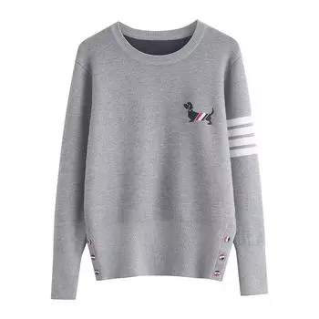 Осень-зима теплый вязаный свитер пуловер топы женские модные вышитые длинные рукава джемперы с флисом One Size белый