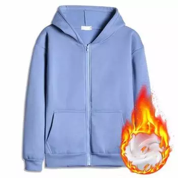 Осень-зима Толстая мужская куртка с капюшоном на молнии с эластичными манжетами Свободная повседневная куртка с капюшоном на молнии для повседневной носки Мужская спортивная куртка Кардиган XXXXL белый