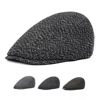 Осень-зима Толстая теплая прогрессивная кепка Кепка для среднего возраста Ретро-берет серый
