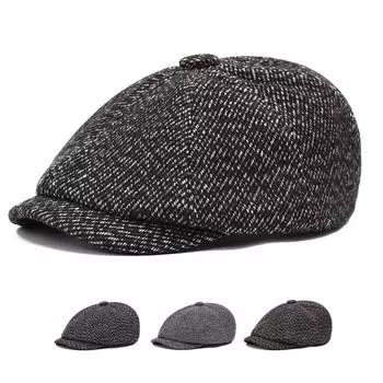 Осень-зима толстая теплая ретро восьмиугольная шляпа для мужчин и женщин британская шляпа художника шляпа вперед кофейный
