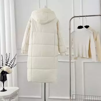 Осень-зима толстое теплое пальто средней длины для женщин, свободная однотонная куртка с капюшоном, парки, верхняя одежда на молнии, размер S-XL S