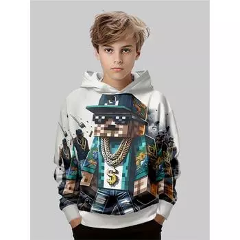 Осень/Зима Толстовка для мальчиков с 3D-принтом аниме Модная повседневная верхняя одежда Толстовка Худи Худи Худи Куртка 5-6Y