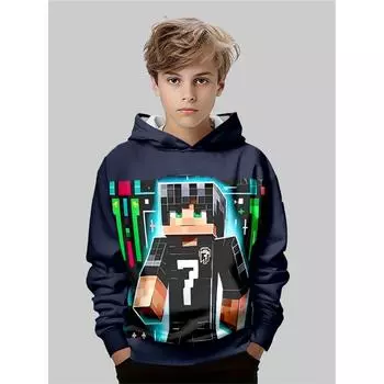 Осень/Зима Толстовка для мальчиков с 3D-принтом аниме Модная повседневная верхняя одежда Толстовка Худи Худи Худи Куртка 5-6Y