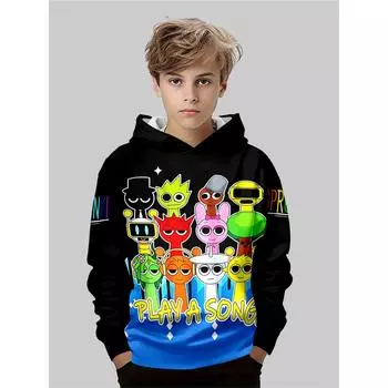 Осень/Зима Толстовка для мальчиков с 3D-принтом аниме Модная повседневная верхняя одежда Толстовка Худи Худи Худи Куртка 5-6Y