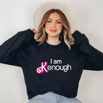 Осень-зима Толстовка с капюшоном с надписью I AM KENOUGH для мужчин и женщин, модная свободная повседневная кофта с длинными рукавами, пуловеры и женские кофты с длинными рукавами S