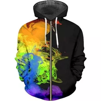 Осень-зима толстовки с капюшоном на молнии пальто женские 3D принтованные мужские толстовки на молнии мужские повседневные кардиганы куртка S