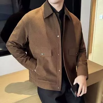 Осень-зима Толстые шерстяные куртки мужские Высококачественные отложные воротники Мужские деловые повседневные пальто XL чёрный