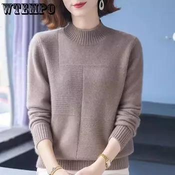 Осень-зима толстые свитера новые полувысокие воротнички теплая нижняя рубашка пуловеры топы женские Pull Femme M-3XL M