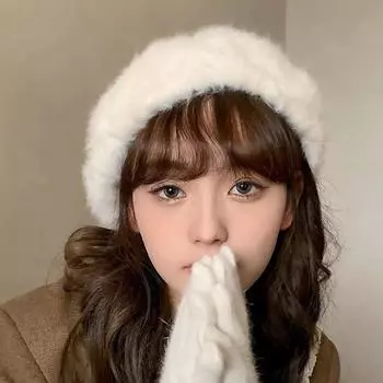 Осень-зима толстый берет для женщин и девочек осенний искусственный мех кролика теплый берет однотонные шапки одежда аксессуары чёрный