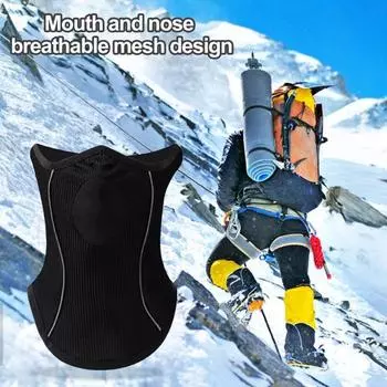 Осень-зима, уличная теплая шея для верховой езды, флисовая подкладка, гетры для шеи, дышащие отверстия, половина защиты лица, модные аксессуары чёрный