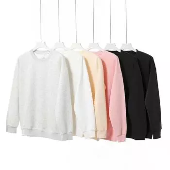 Осень-зима унисекс-толстовка с круглым вырезом, однотонная, эластичная, с длинными рукавами, свободная, термобелье, повседневная одежда, спортивная, уличная, праздничная одежда M чёрный