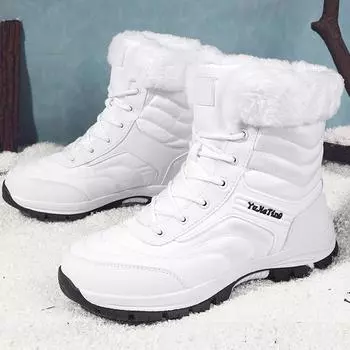 Осень/Зима Унисекс Зимние Ботинки Мужские Большие Зимние Большие Бархатные Утолщенные Теплые Ботинки Для Зимы Хлопок Женские Ботинки Для Зимы 37 белый