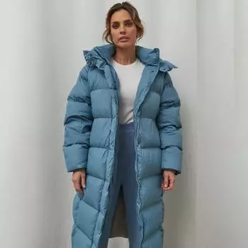 Осень-зима утепленная теплая парка-пуховик женская повседневная однотонная куртка с карманами Свободная длинная куртка с капюшоном верхняя одежда S синий
